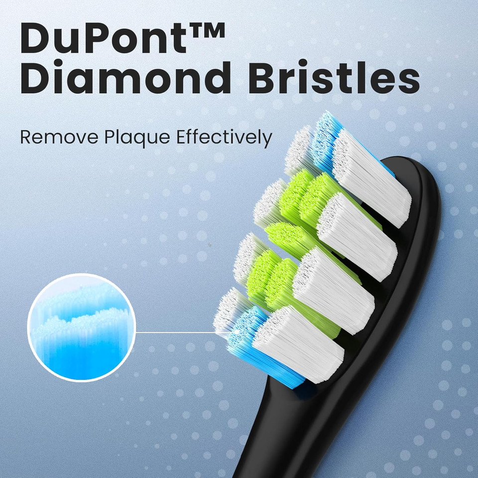 Oclean Toothbrush Professional Clean Brush Head Replacements, Compatible with All Oclean Electric Handles, FDA Approved (2 Pack)  Black