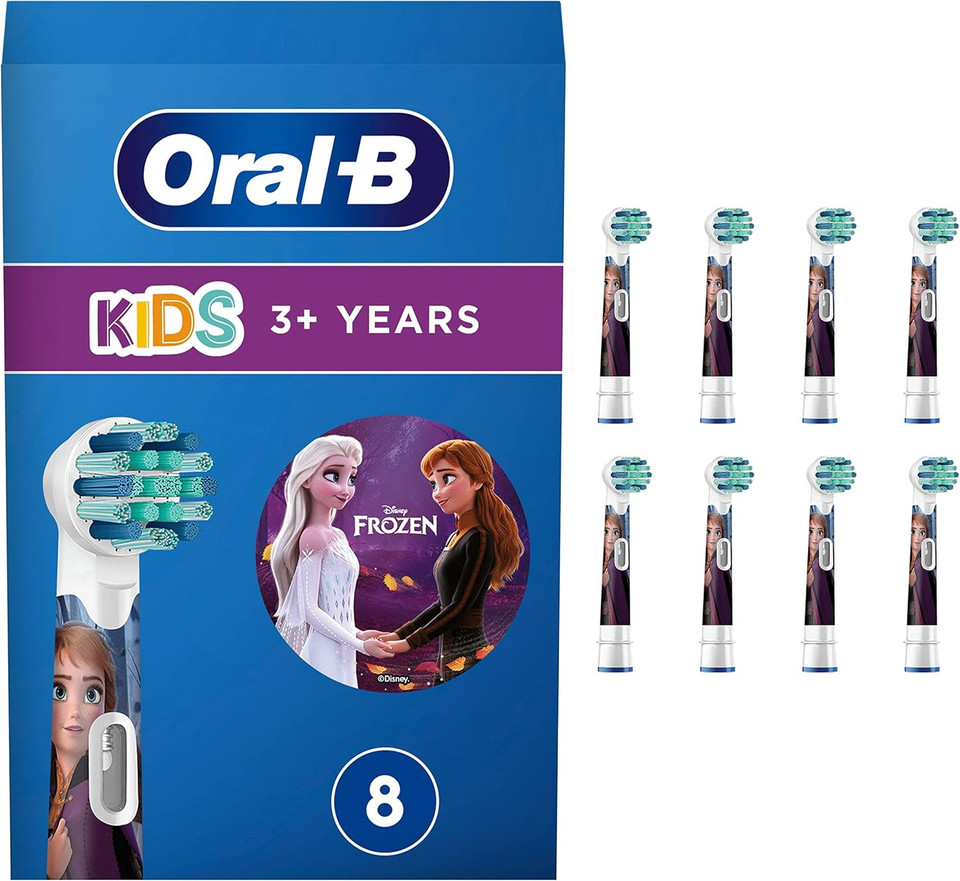 Oral-B Kids Electric Toothbrush Head, with Frozen 2 Characters, Extra Soft Round Bristles, for Ages 3+, Pack of 4 Toothbrush Heads, White