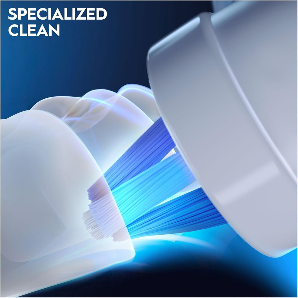 Oral-B iO Specialised Clean Electric Toothbrush Head, Precisely Angled Tufts for Deeper Plaque Removal for Hard to Reach Areas, Pack of 2 Toothbrush Heads, White