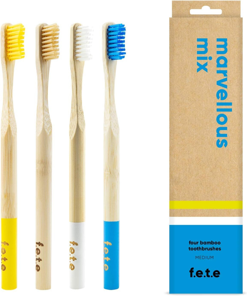 f.e.t.e | Marvellous Mix Bamboo Toothbrushes | Biodegradable & Compostable Handle | Recyclable Medium Bristles | Sustainable | Vegan