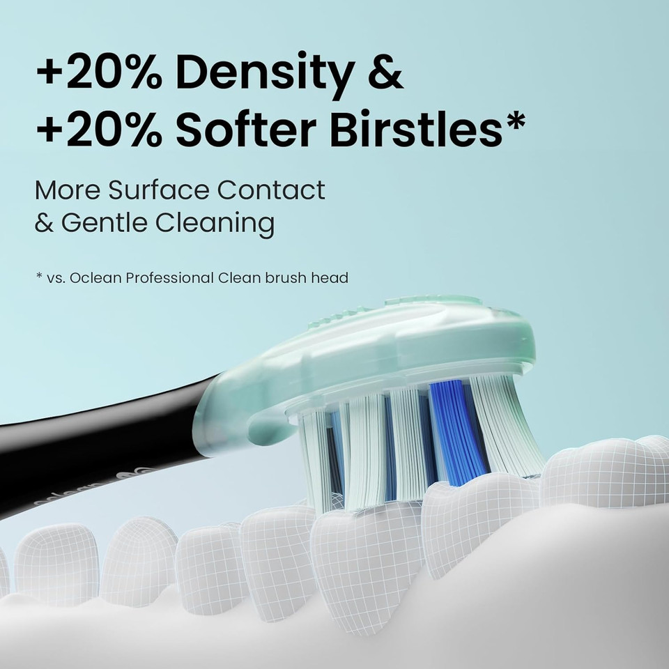 Oclean Replacement Toothbrush Heads, Soft Self-Developed Bristles, 2-Pack, Black, Compatible with All Oclean Adult Electric Toothbrushes (Ultra Gum Care)