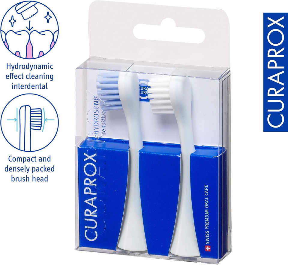 Curaprox Hydrosonic Pro Brush Head Sensitive, 2 Pieces - Curaprox Electric Toothbrush Heads/Replacement Toothbrush Heads - 2 Pack