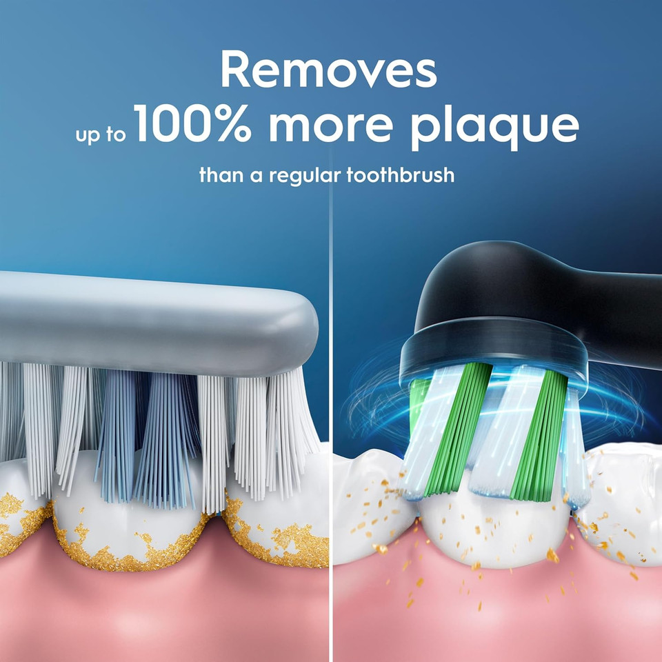 Oral-B Vitality Pro Electric Toothbrushes for Adults, for Him/Her, 1 Handle, 2 Toothbrush Heads, 3 Brushing Modes Including Sensitive Plus, 2 Pin UK Plug, Black (Packing May Vary)