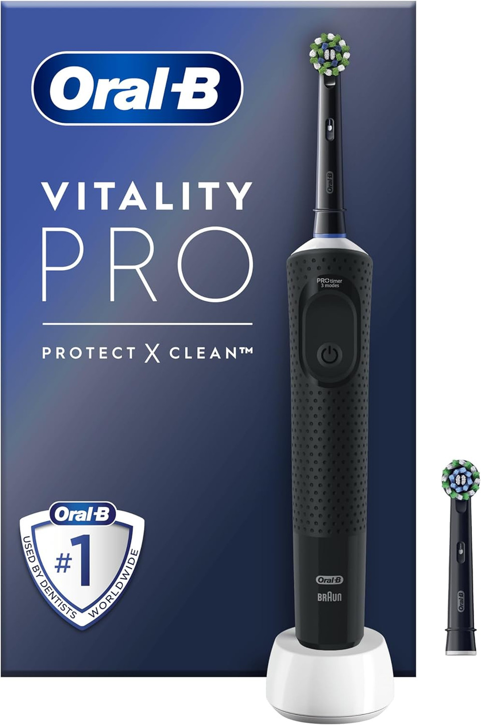 Oral-B Vitality Pro Electric Toothbrushes Adults, Oral B Electric Toothbrush, 1 Handle, 2 Toothbrush Heads, 3 Brushing Modes Including Sensitive Plus, Rechargeable Toothbrush, 2 Pin UK Plug, Blue Oral-B Vitality Pro Electric Toothbrushes Adults, Oral B Electric Toothbrush, 1 Handle, 2 Toothbrush Heads, 3 Brushing Modes Including Sensitive Plus, Rechargeable Toothbrush, 2 Pin UK Plug, Blue