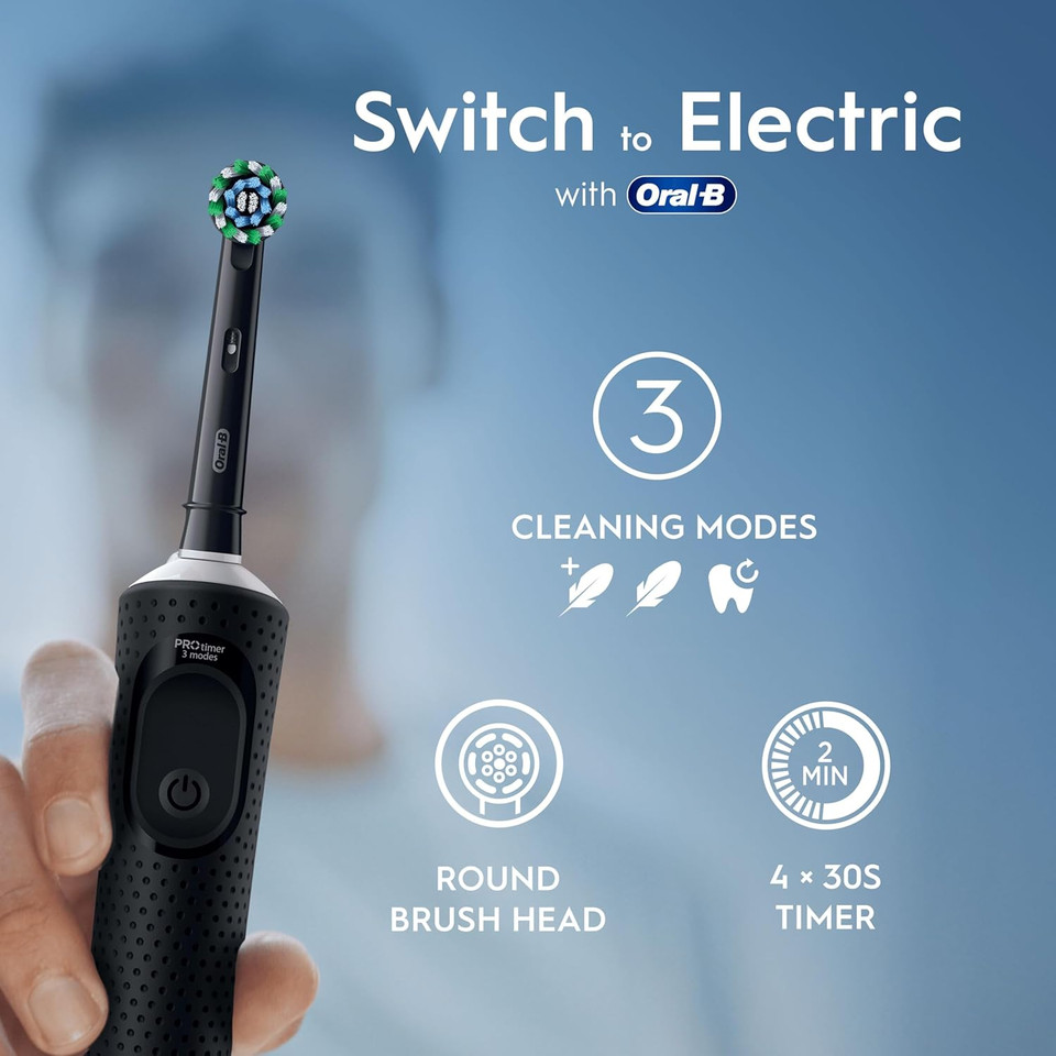 Oral-B Vitality Pro Electric Toothbrushes Adults, Oral B Electric Toothbrush, 1 Handle, 2 Toothbrush Heads, 3 Brushing Modes Including Sensitive Plus, Rechargeable Toothbrush, 2 Pin UK Plug, Blue Oral-B Vitality Pro Electric Toothbrushes Adults, Oral B Electric Toothbrush, 1 Handle, 2 Toothbrush Heads, 3 Brushing Modes Including Sensitive Plus, Rechargeable Toothbrush, 2 Pin UK Plug, Blue
