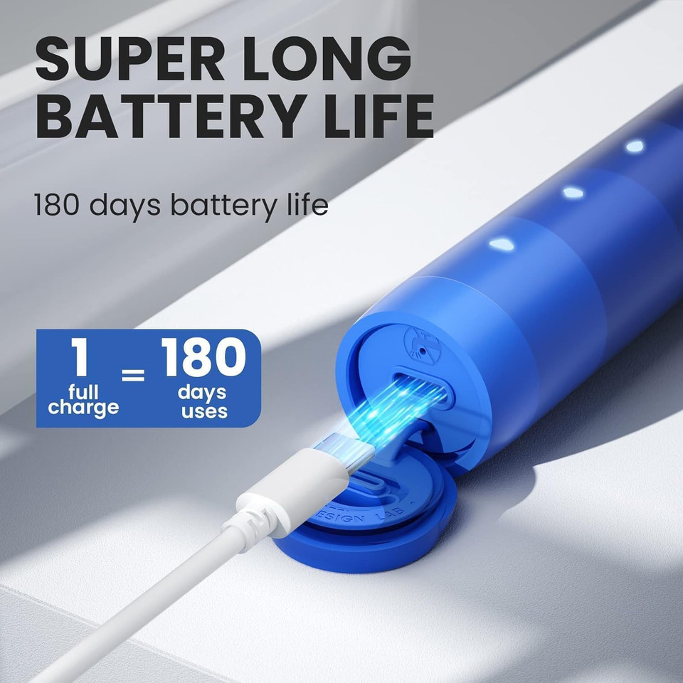 Oclean Flow Sonic Electric Toothbrush, 180 Days Battery Life, 76000 VPM Motor, 5 Modes, IPX7 Waterproof, 2 Min Timer & 30s Reminder, USB C Rechargeable, Black