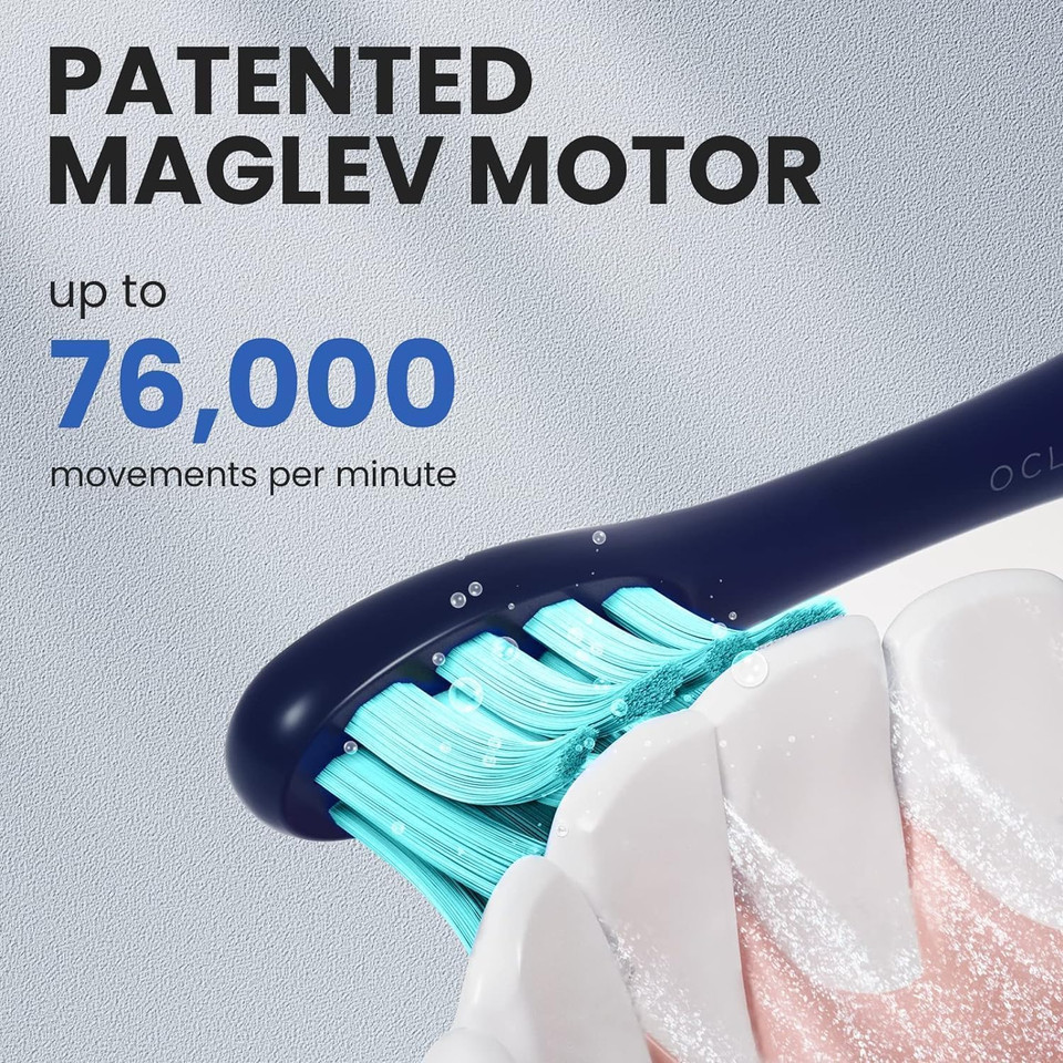 Oclean Flow Sonic Electric Toothbrush, 180 Days Battery Life, 76000 VPM Motor, 5 Modes, IPX7 Waterproof, 2 Min Timer & 30s Reminder, USB C Rechargeable, Black