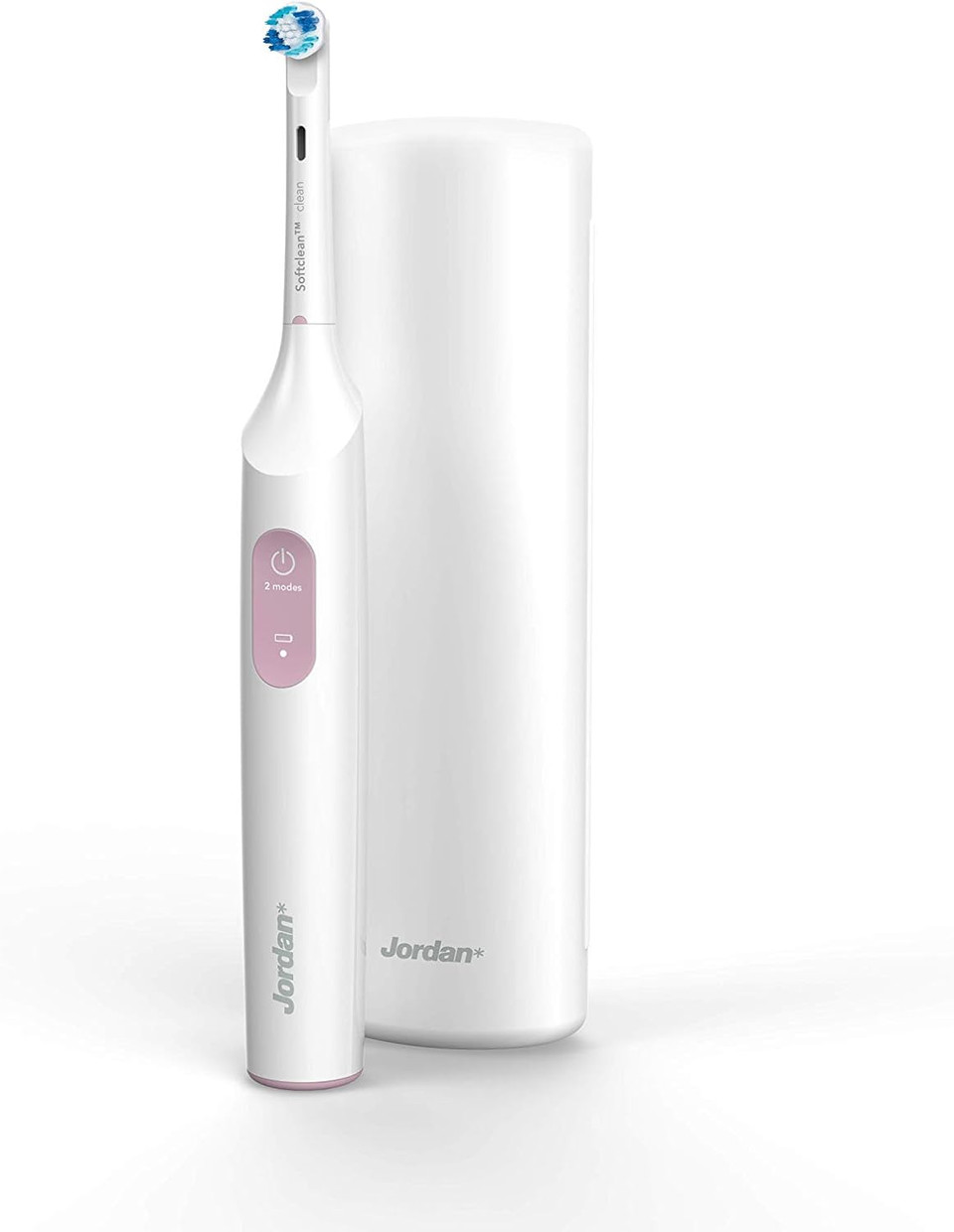 Jordan ® | Clean Smile Electric Toothbrush | Rechargeable Electric Toothbrush with Quick Charge, Long-Lasting Battery, Pressure Sensor, 2 Speed Modes | Includes Travel Case | Pink
