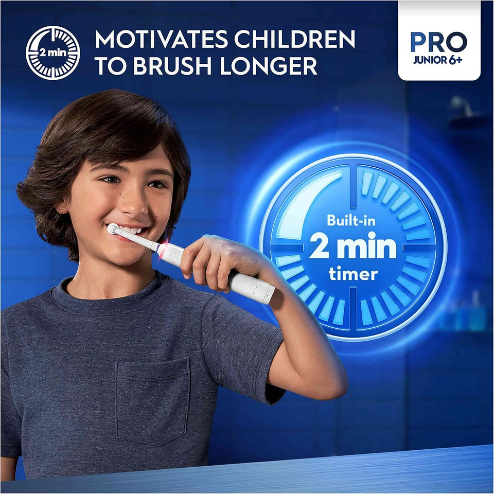Oral-B Pro Junior Kids Electric Toothbrush, 1 Star Wars Mandalorian Handle, 1 Toothbrush Head, 3 Modes with Kid-Friendly Sensitive Mode, for Ages 6+, 2 Pin UK Plug
