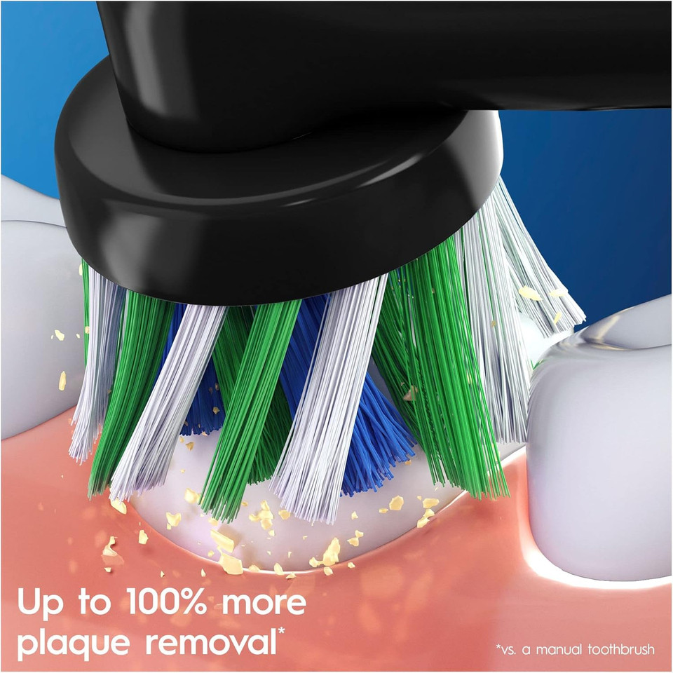 Oral-B Cross Action Electric Toothbrush Head with CleanMaximiser Technology, Angled Bristles for Deeper Plaque Removal, Pack of 10 Toothbrush Heads, Suitable for Mailbox, Black