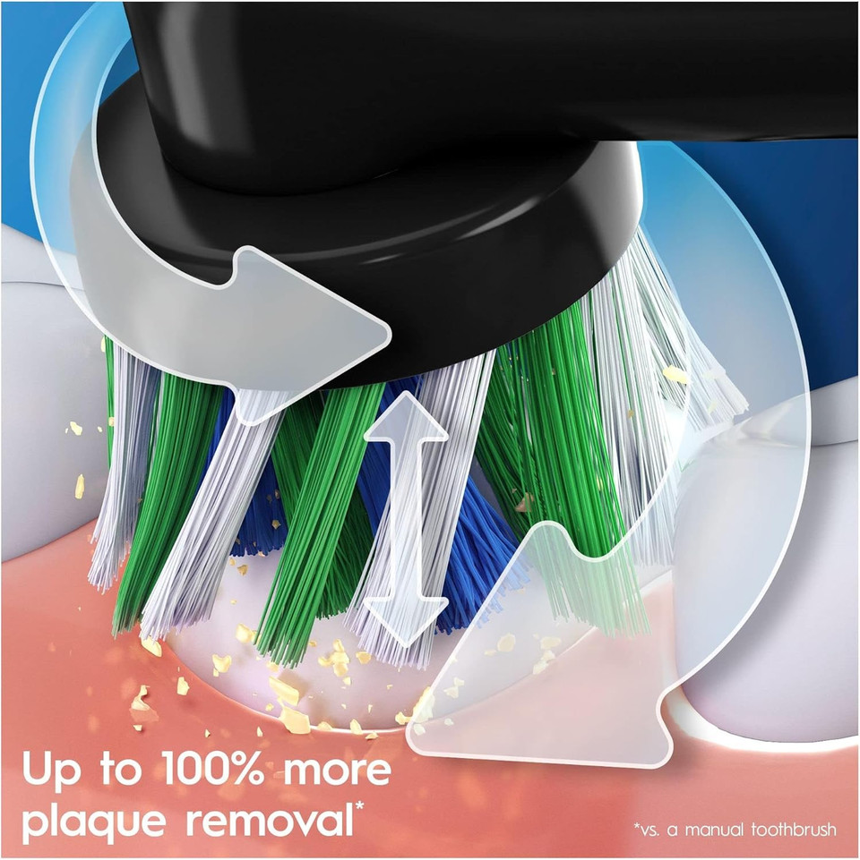 Oral-B Pro 1 Electric Toothbrush For Adults & Pro-Expert Professional Protection Toothpaste, 1 Handle, 1 Toothbrush Head, 2 Pin UK Plug, 650, Black