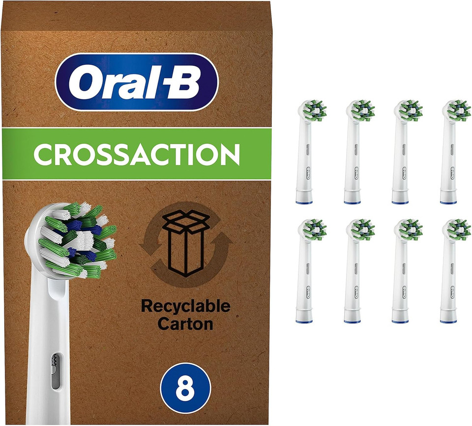 Oral-B CrossAction Toothbrush Heads - 16 Degree Bristles for Superior Cleaning