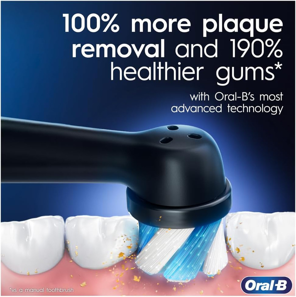 Oral-B iO8 Electric Toothbrush Adults, Oral B Electric Toothbrush, App Connected Handle, 1 Ultimate Clean Toothbrush Head & Magnetic Pouch, 6 Modes, Teeth Whitening, 2 Pin UK Plug