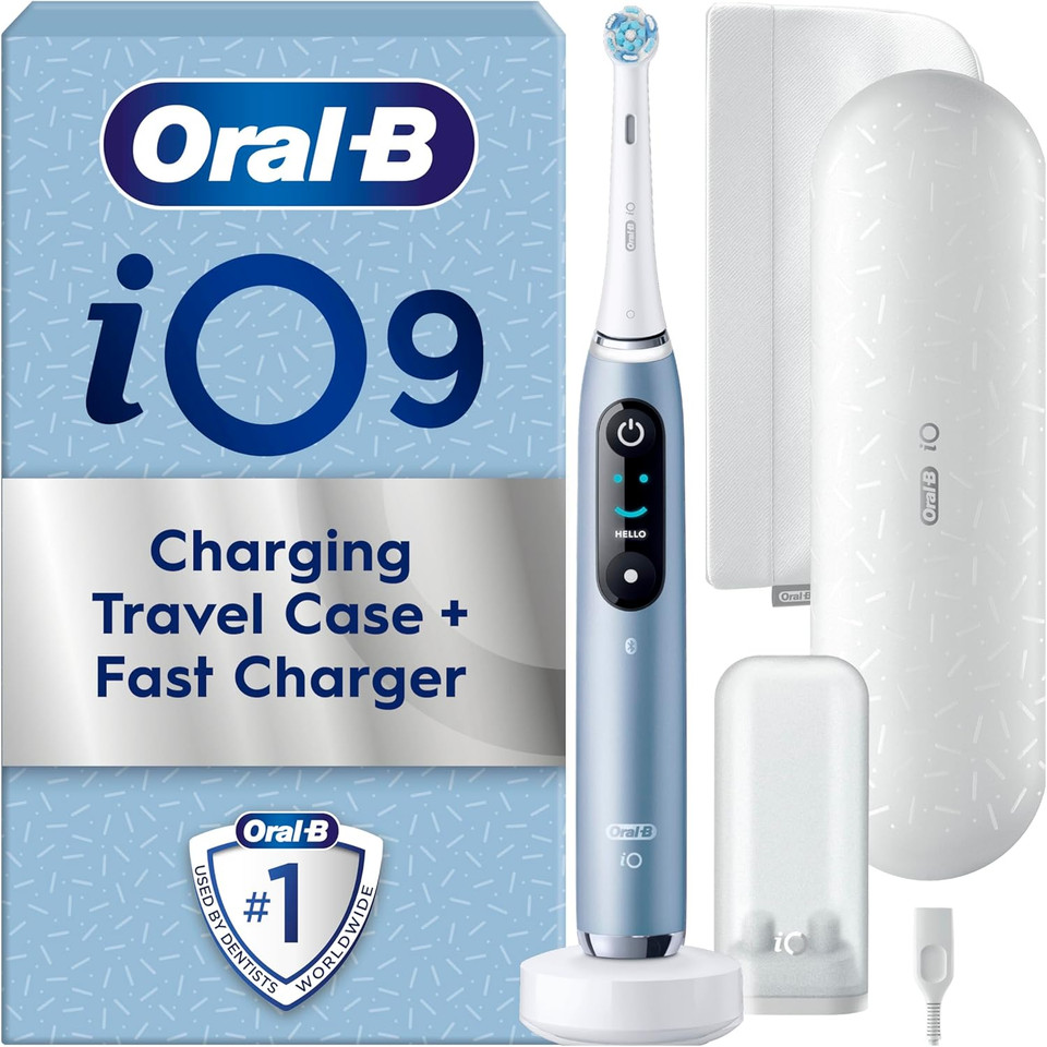 Oral-B iO9 Electric Toothbrushes For Adults, App Connected Handle, 1 Toothbrush Head, Charging Travel Case & Magnetic Pouch, 7 Modes, 2 Pin Plug, Special Edition