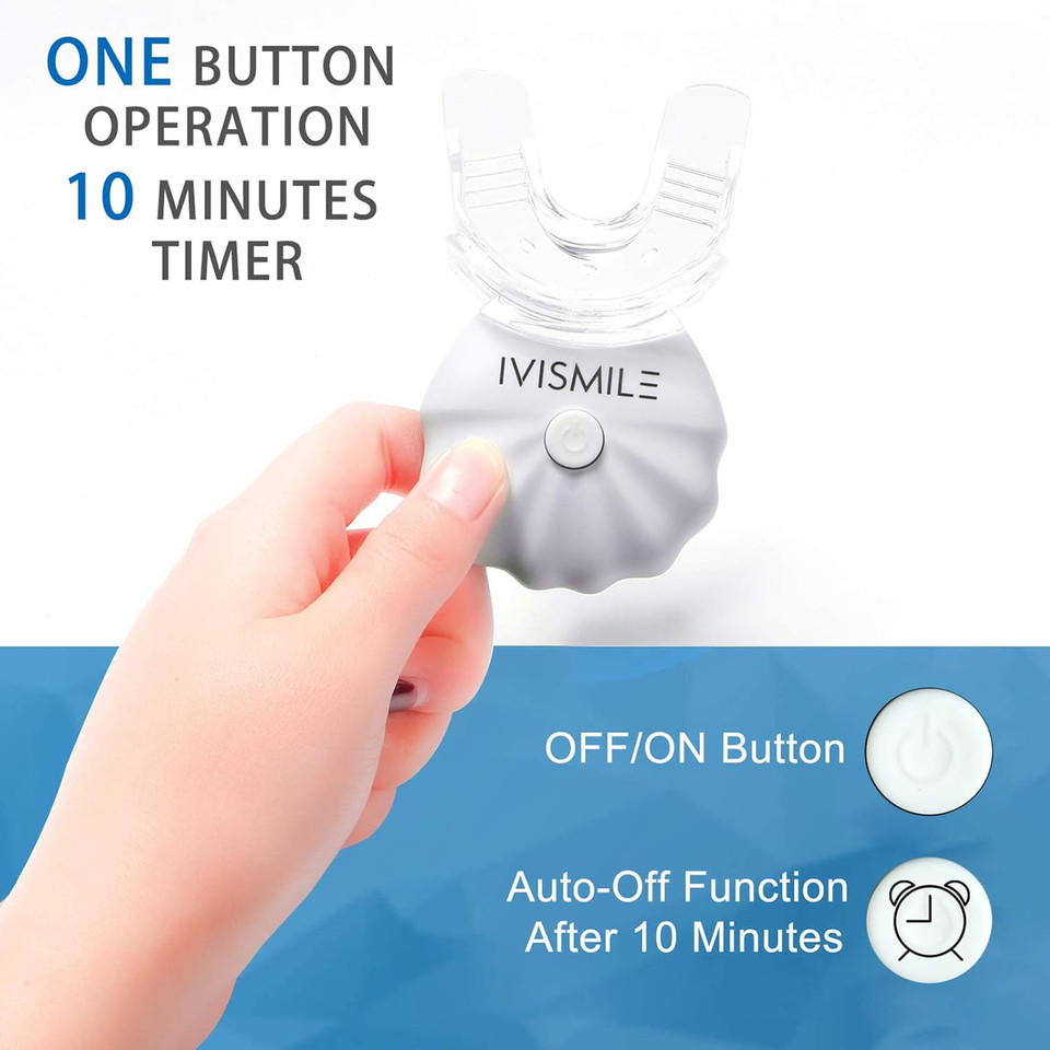 Teeth Whitening Kit,IVISMILE Teeth Whitener with 3 * 3ml Teeth Whitening Gel & 5X Led Teeth Whitening Light to Teeth Cleaning Plaque Removal,Home Tooth Whitening Kit for Natural Brighter Smile