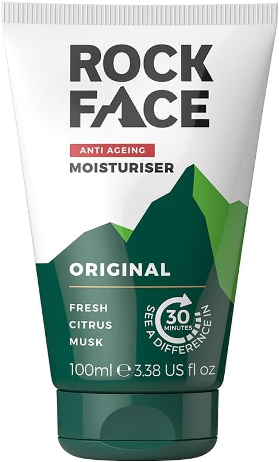 Rock Face Mens Moisturiser - Anti Ageing, Fast Absorbing Face Cream, 100ml, Combats Signs of Ageing, Fresh Citrus Scent