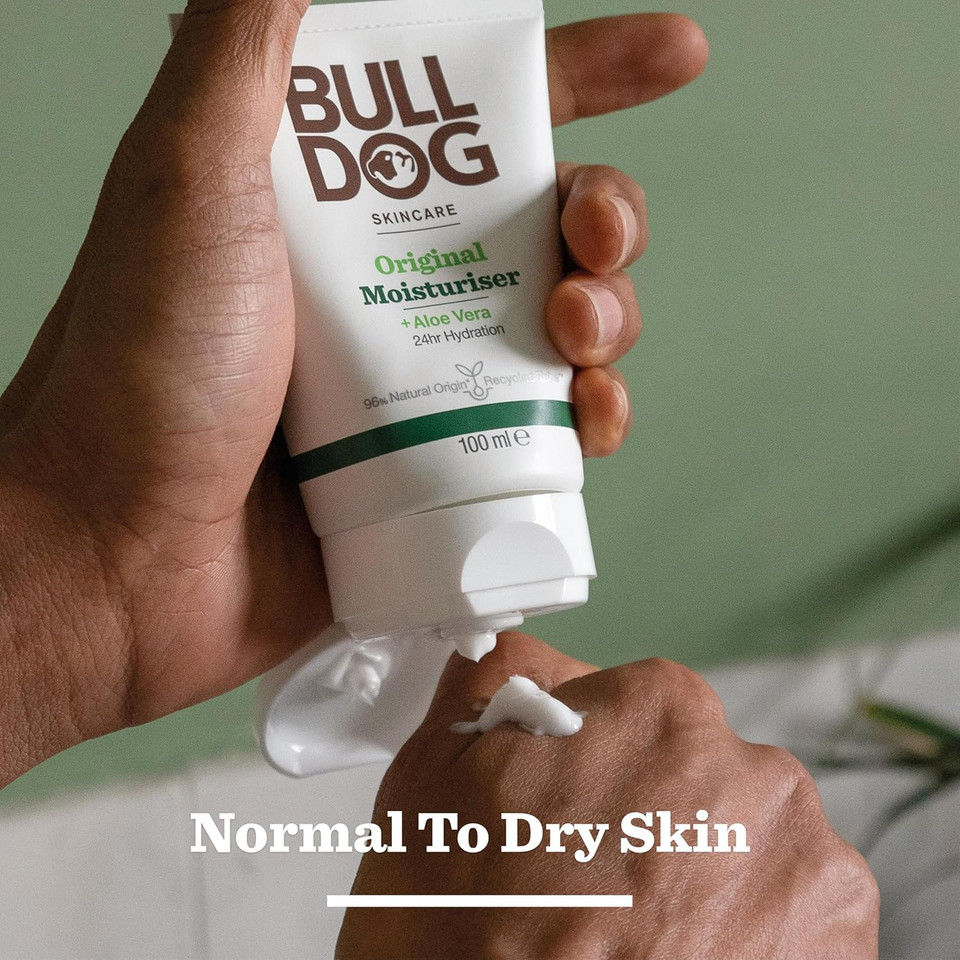Bulldog Skincare Original Men's Moisturiser, Non-Greasy Hydration, Fast Absorption Daily Moisturiser for Men 100ml