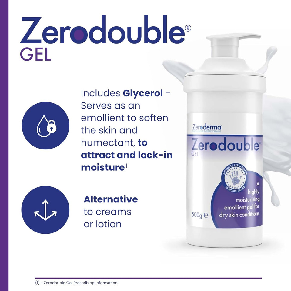 Zeroderma Zerodouble Gel, 2-in-1 Moisturiser & Soap Substitute, Highly Moisturising Gel for Dry Skin Conditions such as Eczema, Psoriasis & other Dry Skin Conditions. 100g