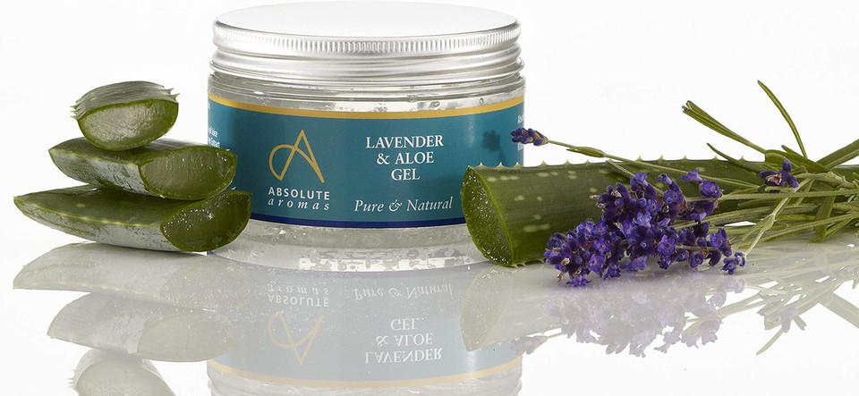 Absolute Aromas Aloe Vera & Lavender Gel 100g - Pure Aloe Vera Hydrating Face & Body Moisturiser, Natural Aloe Cream for Dry Skin, Sunburn, Acne, Soothing & Moisturising