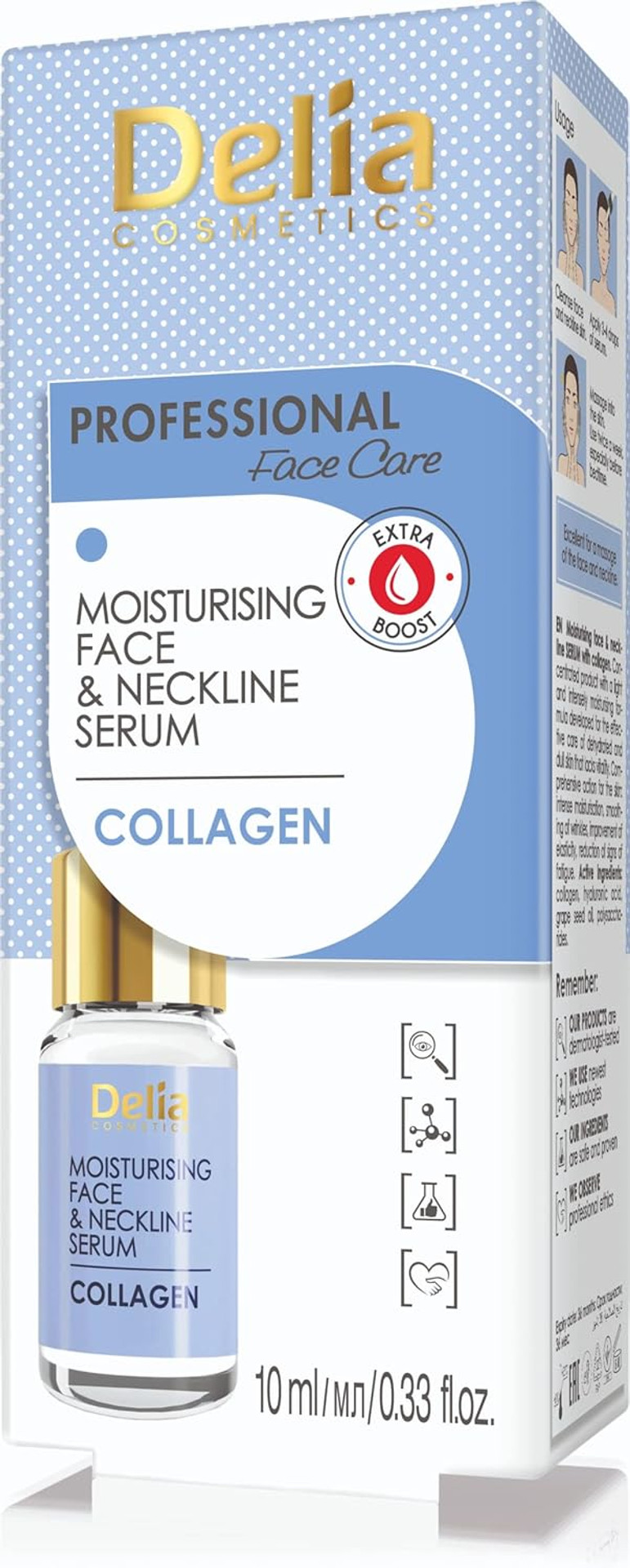 Delia Cosmetics - Collagen Serum - Intensive Anti-wrinkle & Moisturising Treatment for all Skin Types - 100% Face & Neckline Serum - Collagen & Hyaluronic Acid - PARABEN FREE - 10ml
