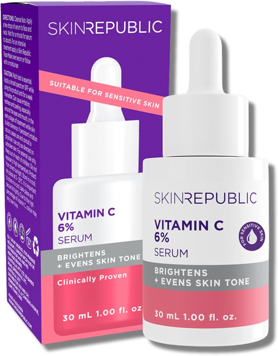 Skin Republic Vitamin C 6% Brightening Face Serum, Helps to reduce Pigmentation and Dark Spots & provides Long Lasting Hydration (30ml)