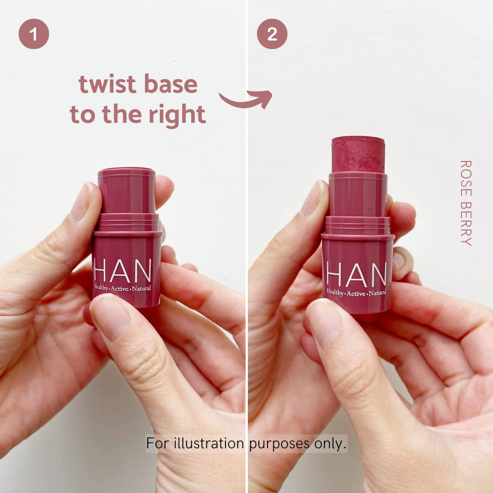 Han Skincare Cosmetics Vegan, Cruelty-Free 3-In-1 Multistick For Cheeks, Lips, Eyes, Rose Dustrose Dust
