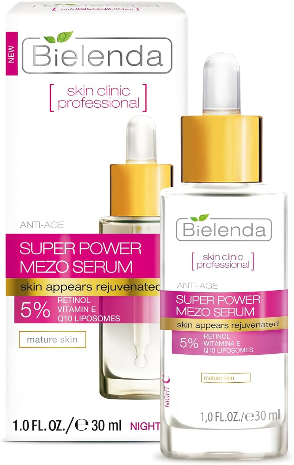 Bielenda Mezo Rejuvenating Anti-Wrinkle Serum with Retinol and Vitamin E, Anti-Ageing Treatment, 30 ml