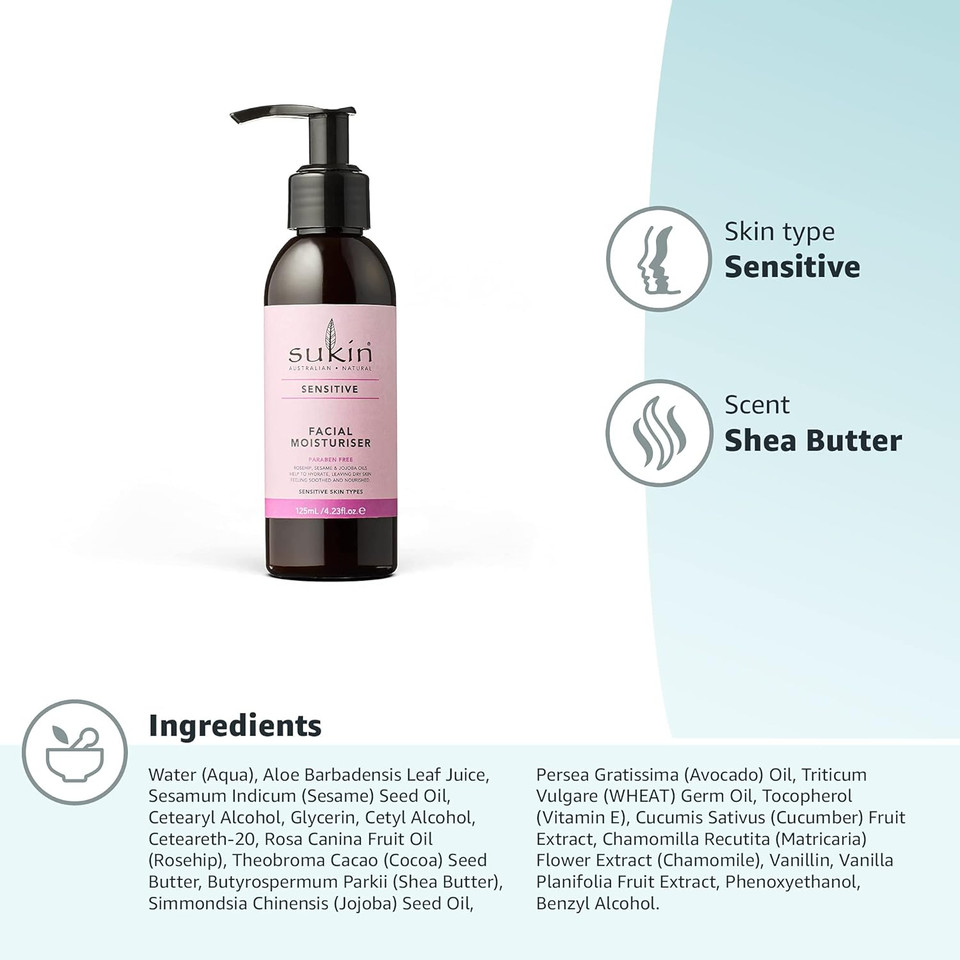 Sukin Sensitive Facial Moisturiser,125 ml (Pack of 1)