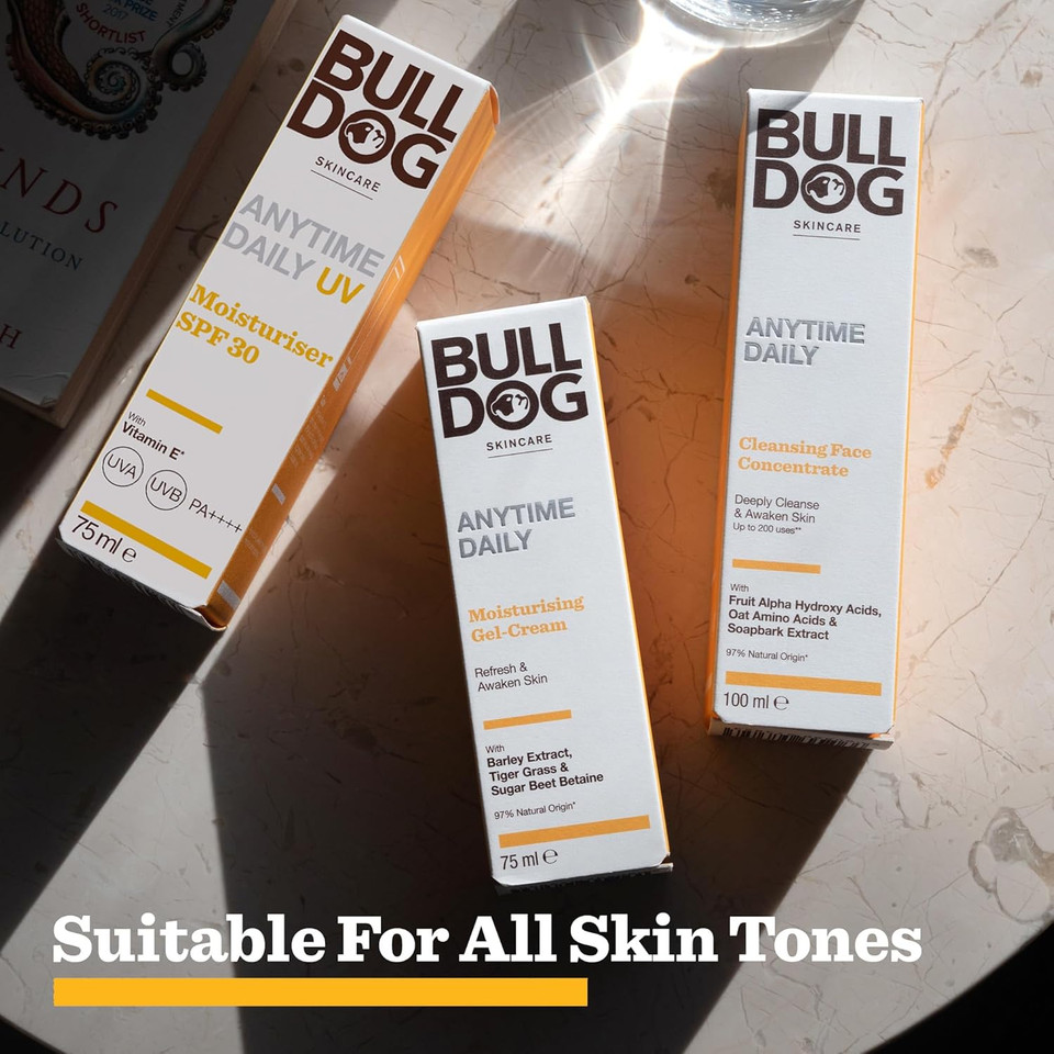 BULLDOG SKINCARE Anytime Daily UV Moisturiser SPF 30 For Men 75 ml, Safflower Seed Extract, Protects & Hydrates Skin, Suitable For All Skins BULLDOG SKINCARE Anytime Daily UV Moisturiser SPF 30 For Men 75 ml, Safflower Seed Extract, Protects & Hydrates Skin, Suitable For All Skins
