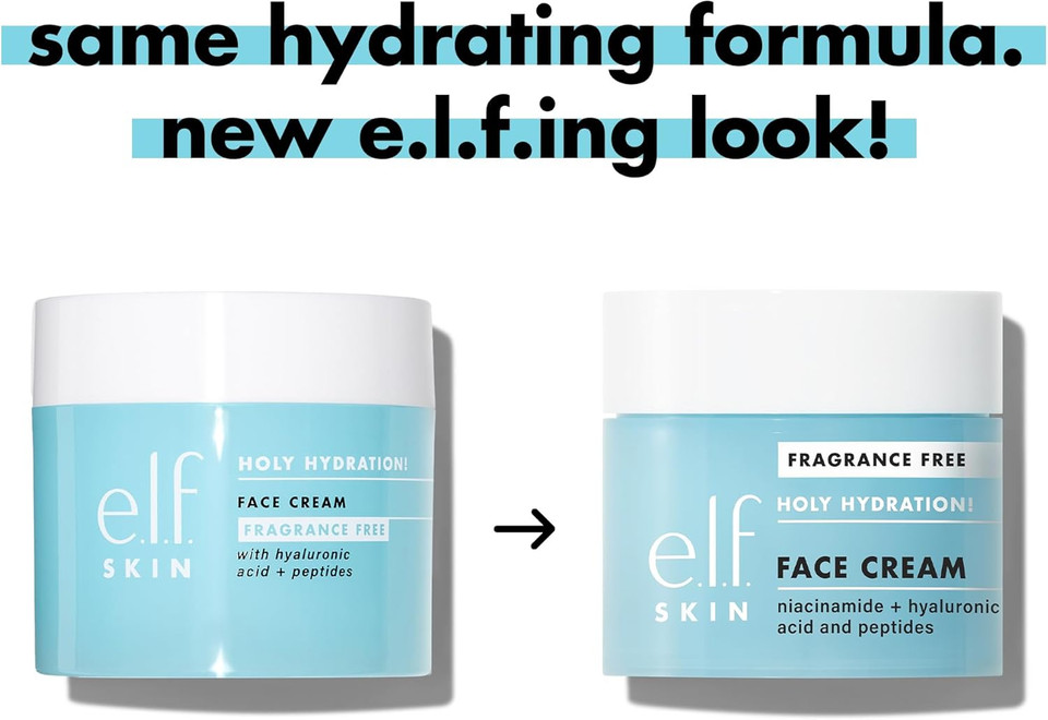 e.l.f. SKIN Mini Holy Hydration! Face Cream, Moisturiser For Nourishing & Plumping Skin, Infused With Hyaluronic Acid, Vegan & Cruelty-Free