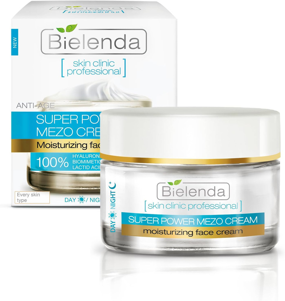 Bielenda Professional Mezo Hydrating Anti-Wrinkle Cream with Hyaluronic Acid, Anti-Ageing Treatment, All Skin Types, Day/Night, 50 ml