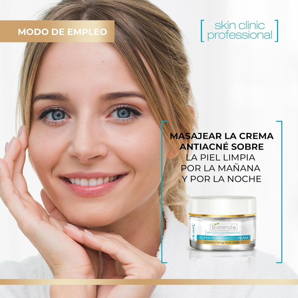Bielenda Professional Mezo Hydrating Anti-Wrinkle Cream with Hyaluronic Acid, Anti-Ageing Treatment, All Skin Types, Day/Night, 50 ml
