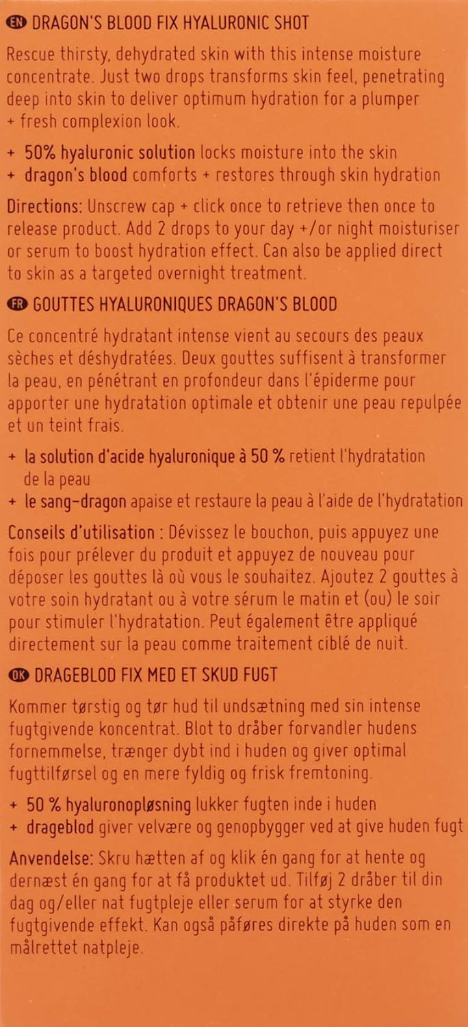 Nip+Fab Dragon's Blood Hyaluronic Fix Shot | 30 ml | Delivering Optimum Hydration for Plumper and Fresh Complexion Look | Vegan & Cruelty-Free