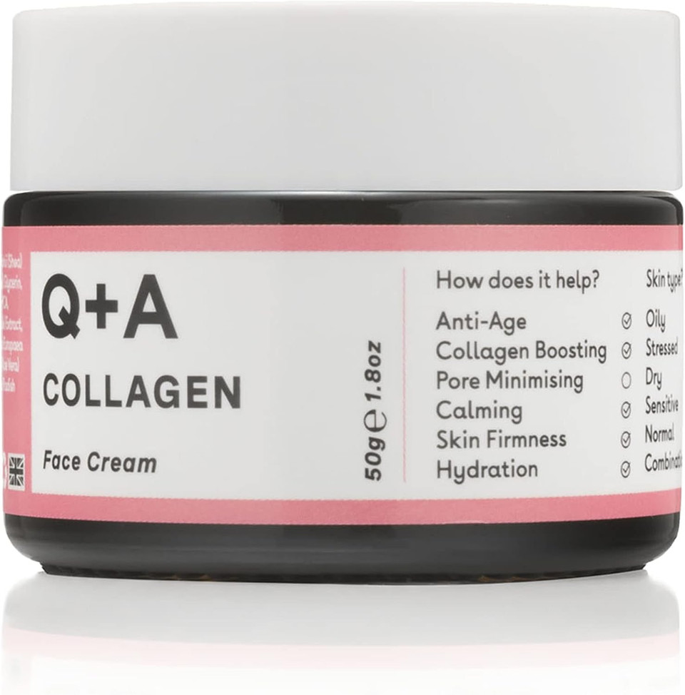 Q+A Collagen Face Cream (50g), Natural Skincare Anti-Ageing Face Care with plant-powered Collagen, Shea Butter and Magnesium, Hydrating and Firming Day Cream