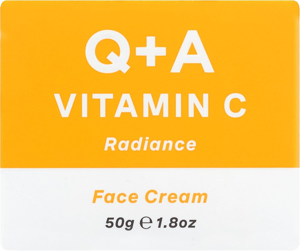 Q+A Vitamin C Radiance Cream - Hydrating, Anti-Ageing Face Cream with Collagen Boosting Vitamin C, Elasticity Enhancing Centella Asiatica & Antioxidant-Rich Tropical Fruit for Glowing Skin, 50g