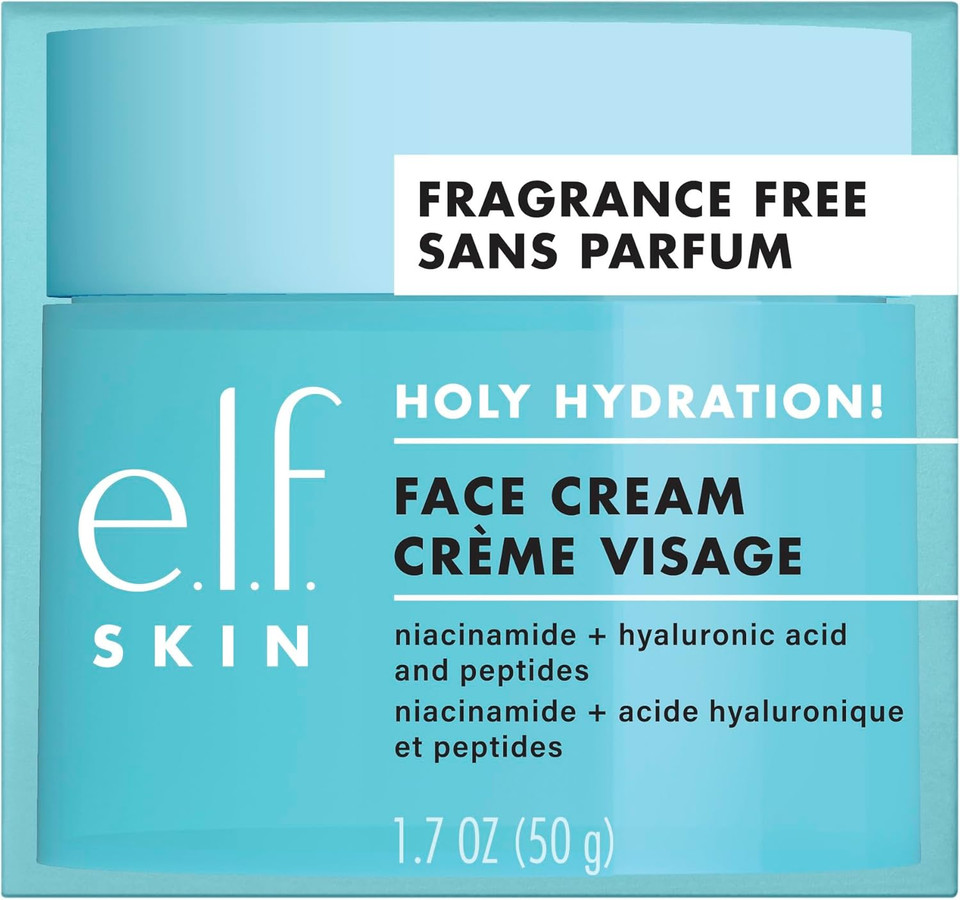 e.l.f. SKIN Holy Hydration! Face Cream, Smooth, Non-Greasy, Lightweight, Nourishing, Moisturises, Softens, Absorbs Quickly, Suitable For All Skin Types