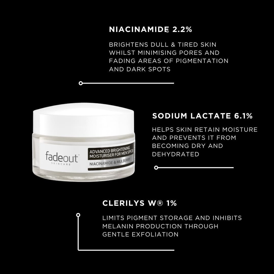 Fade Out Advanced Even Skin Tone Moisturiser for Men with SPF 25 - Clinically Proven Face Cream to Even Skin Tone in 4 weeks, 50ml