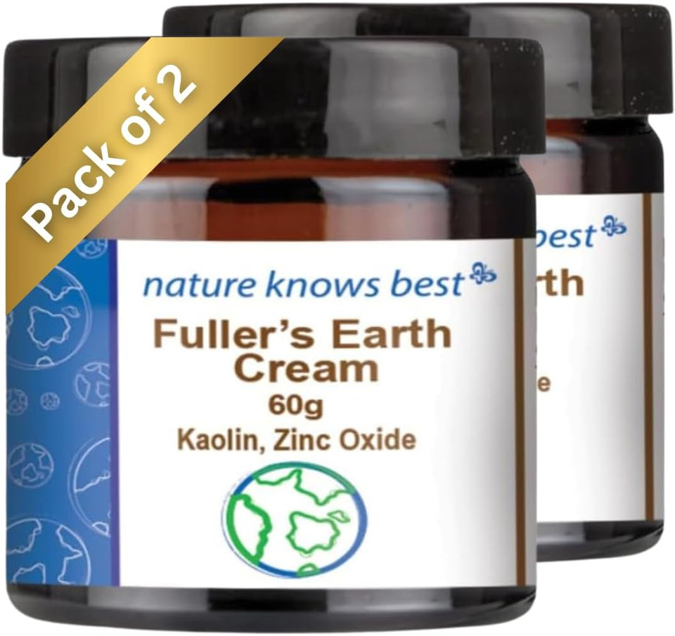 Fullers Earth Cream - Natural Face & Body Moisturiser with Fullers Earth & Zinc Oxide Cream for Radiant Skin - by Power Health (2x60g)