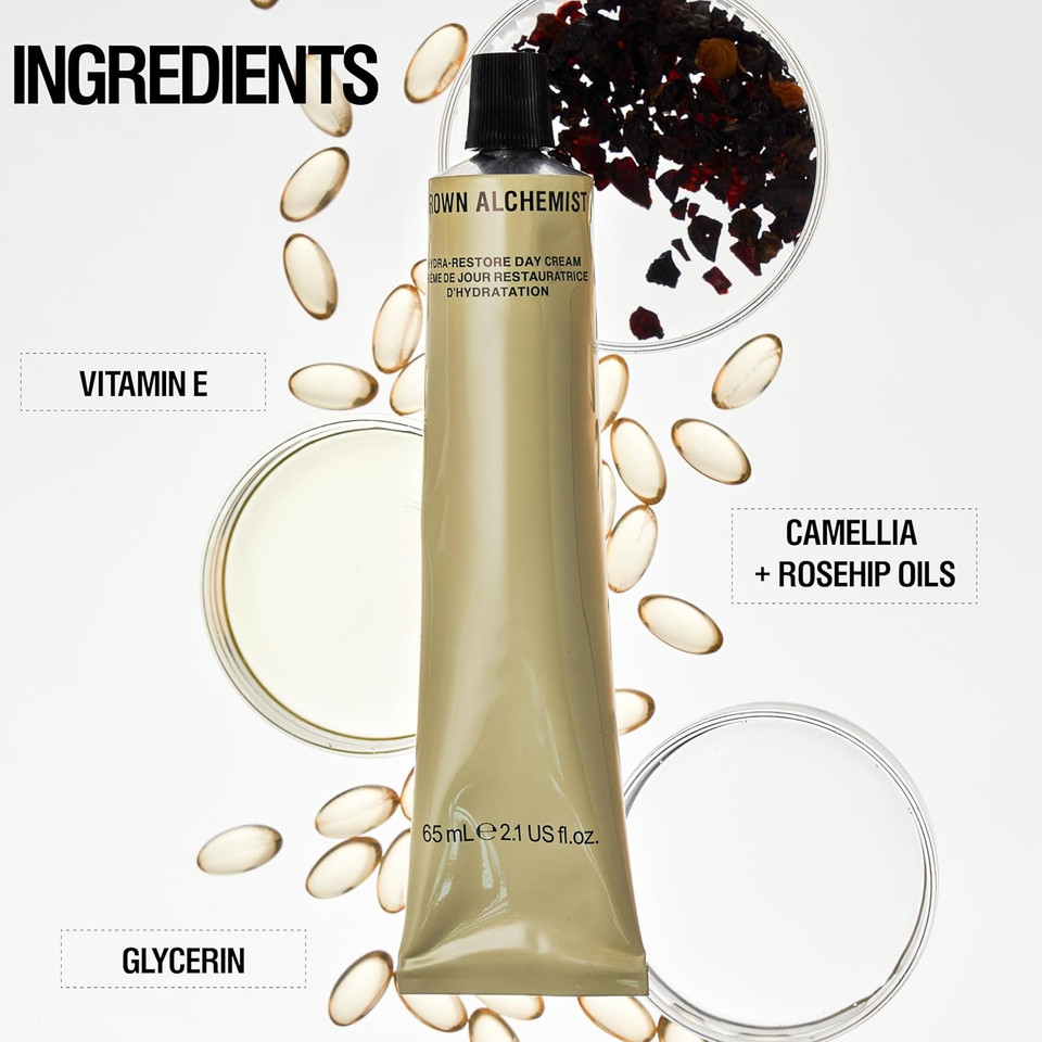 Grown Alchemist Hydra-Restore Day Face Cream - Luxury Daily Moisturising Cream and Natural Make Up Primer - Hydrating Face Moisturiser with Antioxidants Aloe, Vitamin E, Vegan Plant Oils