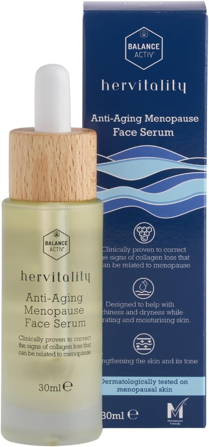 Balance Activ, HerVitality Anti-Aging Menopause Oil Based Night Face Serum for Women, Clinically Proven to Correct Signs of Collagen Loss, Hydrating and Relieves Dryness, 30ml, 1 Pack