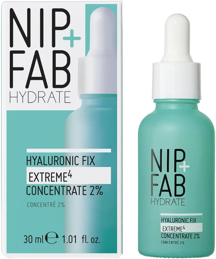 Nip + Fab Hyaluronic Acid Fix Extreme 4 2% Concentrate, Daily Concentrated Drops for Face, Quick Drying Serum for Hydration, Dewy, Visibly Plumped Skin