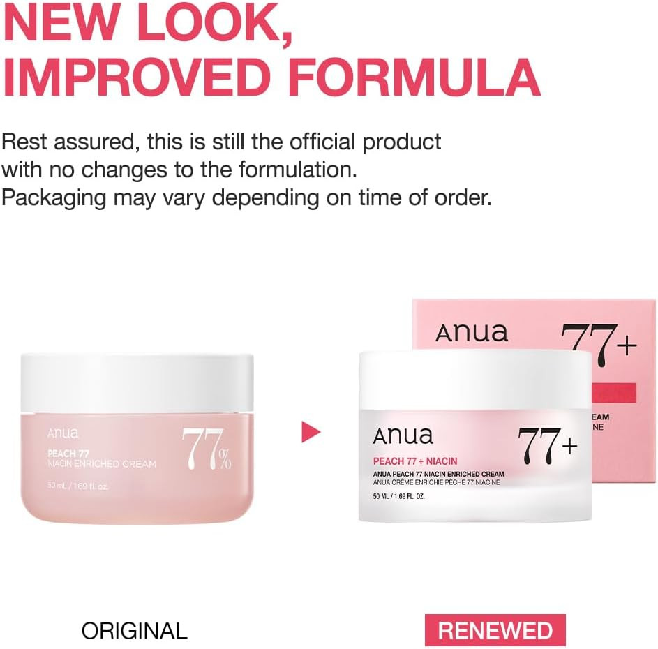 ANUA Peach Niacinamide Cream, Face Moisturizer for Dry Skin with Vitamin B12, Collagen, Ceramide, Panthenol, Korean Skin Care for Glass Skin, 50ml/1.69 fl.oz