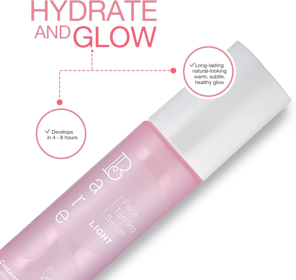 Bare by Vogue Light Face Tanning Serum - Achieve a Natural and Sun-Kissed Glow - Radiant Glow Hydrating Formula - Even and Streak-Free Application - Suitable for All Skin Types