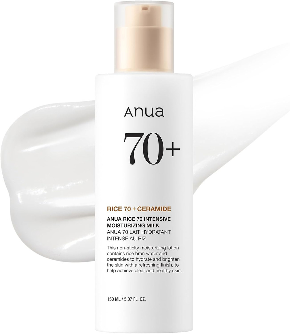 ANUA Rice 70 Intensive Moisturizing Milk, Lotion for Deep Hydration and Nourishing, Glowy Glass Skin, Rice Water, Niacinamide, Ceramides, Lightweight, Korean Skincare, 150ml/5.07fl.oz