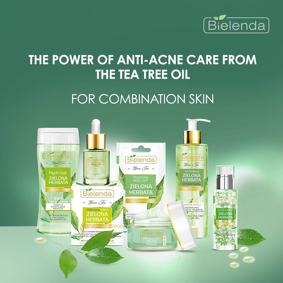 Bielenda Green Tea - Anti-Blackhead Anti-Acne And Skin Renewal Effect Reduce Visibility Of Pores Regulates The Secretion Of Sebum Makes Pores Appear Smaller-Green Tea Face Serum - 15 ml