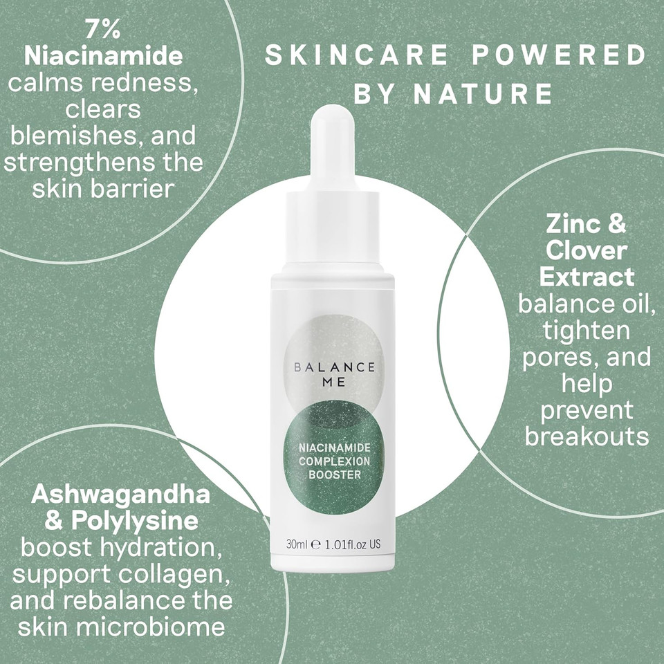 Balance Me Niacinamide Complexion Booster, Vegan, Purifies and Clears the Skin, Perfect for Sensitive Skin, Made In UK  30ml