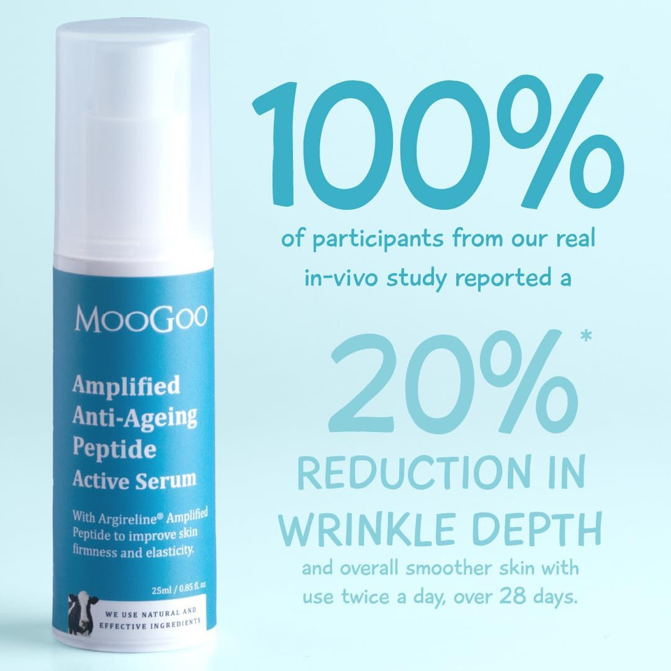 MooGoo Amplified Anti-Ageing Serum with Argireline® Amplified Peptide - 50x More Potent Than Regular Argireline® Peptide, 25ml / 0.85 fl.oz