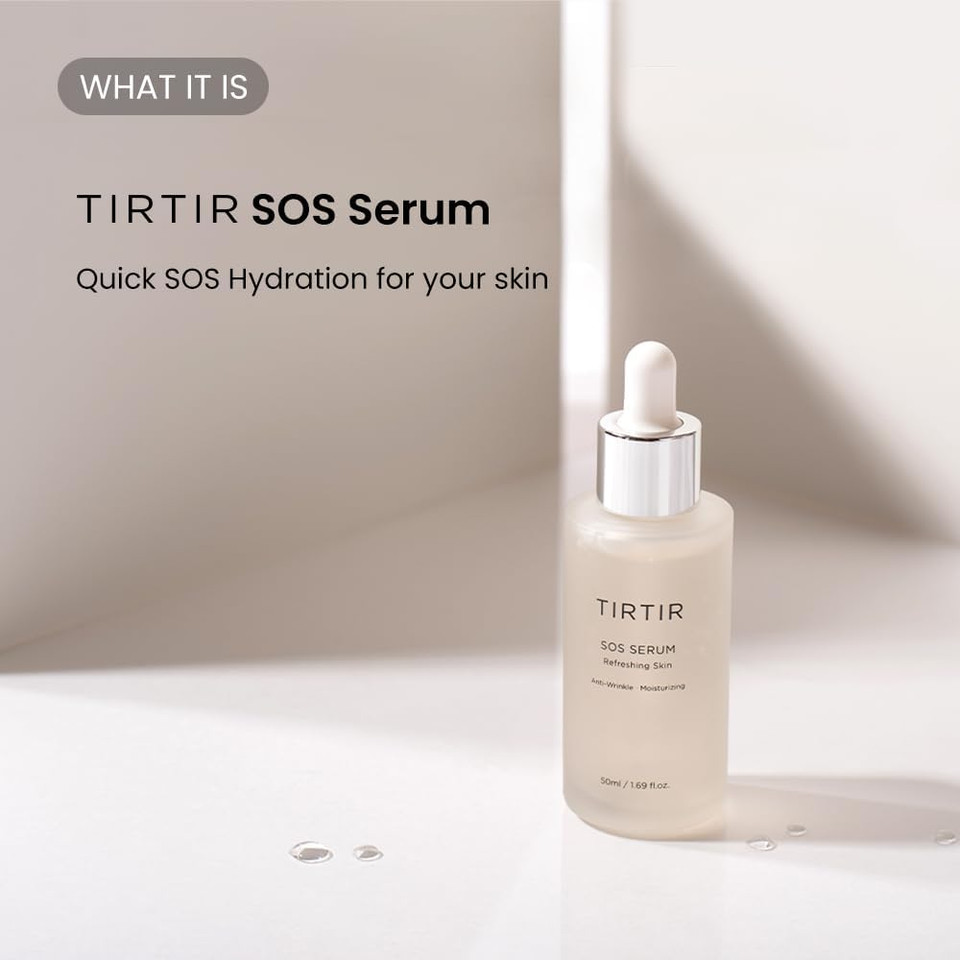 TIRTIR SOS Serum - Radiant Glow Boosting - Plumping, Anti Aging, Hydrating - Visibly Smooth and Glowy Skin - Fragrance Free for All Skin Types, 1.69 fl.oz