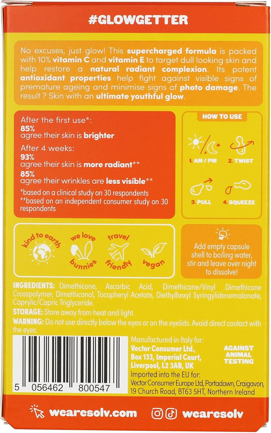 SOLV super c! glow serum - 14 capsules. Boost radiance | Skin looks refreshed | Minimise signs of premature ageing