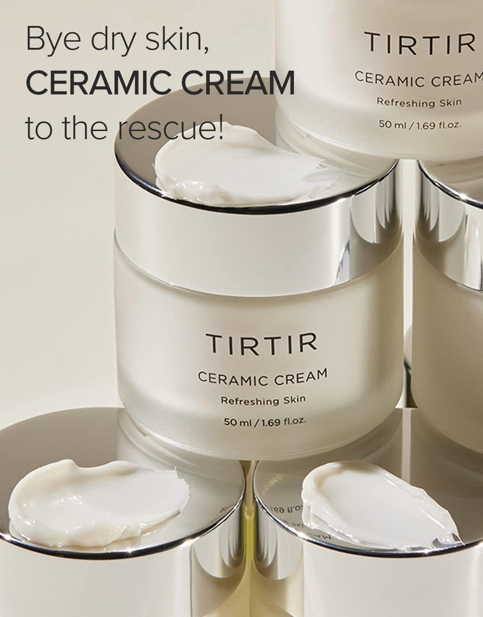TIRTIR Natural Ceramide Cream | Deep moisturizer for Glass Skin, Polyglutamic acid, Centella Asiatica Extract, Skin barrier, Nature derived ingredients, Dry skin, Korean skincare (50ml, Light)